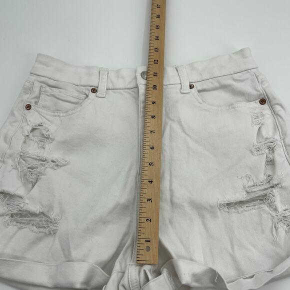 AMERICAN EAGLE AE Denim Cut Off High Waisted White Shorts Womens 8 - Picture 6 of 7